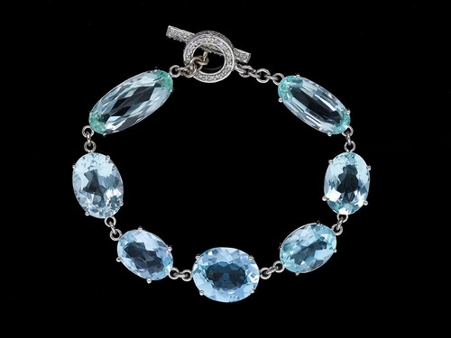 Bracciale diamanti acquamarina - bracciale,