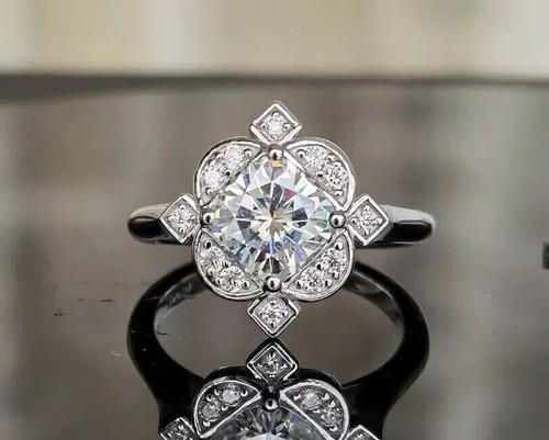 Anello stile art deco - , fiore