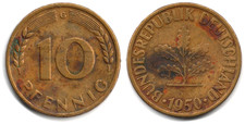 Germania 10 pfennig, 1950