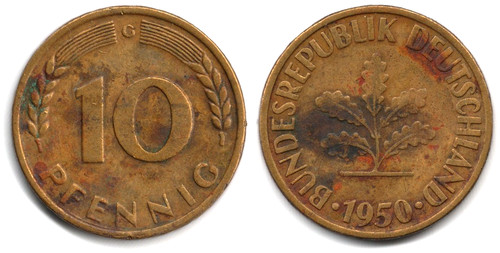 Germania pfennig 1950 - germania, 10