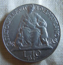 PIO XII - Vaticano / Stato del Vaticano 10 lire 1947