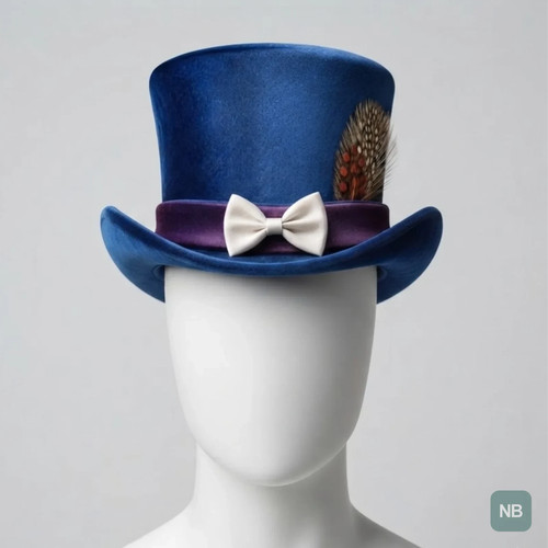 Steampunk top hat blu velluto - top,