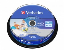 10 BD-R SL Verbatim Datalife PRINT 25GB 6x Blu-ray STAMPABILI Spindle 43804