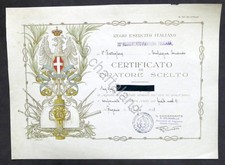 Regio Esercito Italiano - Certificato di tiratore scelto fucile mod. 91 - 1932