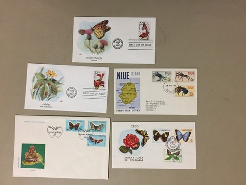Cinque farfalle insetti fdc - cinque,