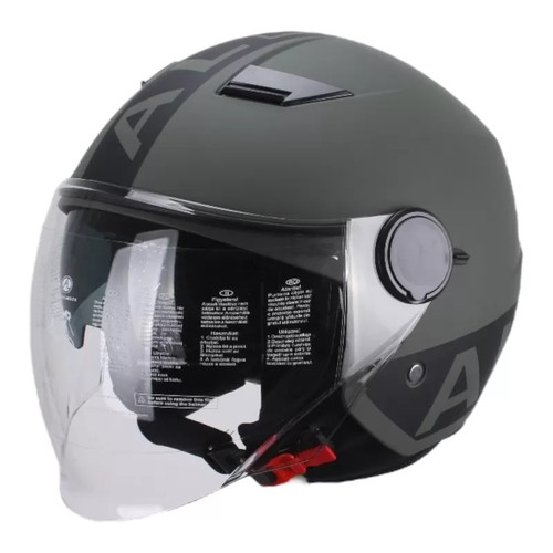Casco verde opaco con - casco, doppia