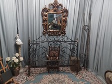letto in ferro matrimoniale Con Pomelli In Ottone Epoca 900