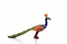 Statuina pavone in metallo dipinto a mano 4'' pezzo da esposizione regalo per...