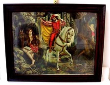 ANTICO QUADRO TRADIZIONE POPOLARE SICILIANA PER SPOSI CORNICE STAMPA