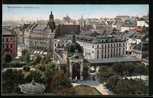 Cartolina wiesbaden fontana - wiesbaden,,