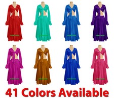 Raso Gonna+Top Set Ventre Danza Cravatta Vestito Volant Flamenco Tribal Cerchio