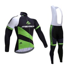 Merida Abbigliamento Bici Uomo Manica Lunga Ciclismo Maglia e Pantaloni Bavaglino Collant Set