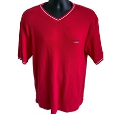 T-shirt vintage Y2K rossa scollo a V retrò streetwear anni 90 2000 cotone XL Tommy Jeans