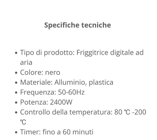 Friggitrice aria litri - 8,