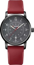 Orologio Wenger Swiss Army Uomo 01.1641.117 Avenue Quadrante Nero Cinturino Rosso 42mm