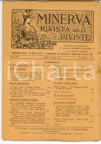 1916 minerva rivista delle - rivista,