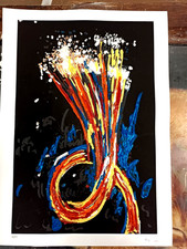 MARIO SCHIFANO-  SERIGRAFIA MATERICA FIBRE OTTICHE CM 70 X 50