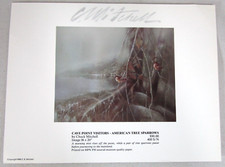 Chuck Mitchell Cave Point Visitors passeri albero americano firmato 1988 8x11