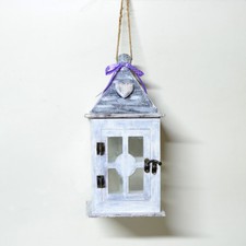 Lanterna porta candela in legno snabby chic sbiancato effetto invecchiato