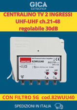 Centralino TV 2 ingr. UHF-UHF ch.21-48 regolabile 40dB 5G EMMEESSE 82WUU40