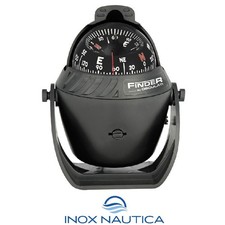 Bussola Finder 2"5/8 nera con Staffa e Illuminazione Led Nautica Barca Gommone