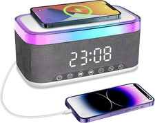 Sveglia Radio a Letto, Sveglia Con Ricarica Wireless 15W, Altoparlante Bluetooth