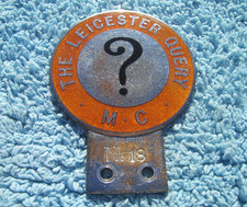 VINTAGE 1940s LEICESTER QUERY MOTORCYCLE CLUB CAR BADGE~No18 FOUNDER MEMBER?RARE