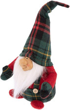 Gnomo Tessuto Rosso/Verde Scozzese 14X32 Cm