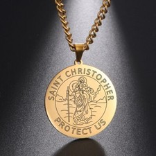 Collana Medaglia San Cristoforo Gesù Truet In You Amuleto Gioielli Cattolici