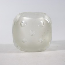 FERMACARTE PORTAPENNE PORTA PENNE IN VETRO FORMA DADO DA GIOCO VINTAGE W428