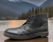 Stivali uomo Clarks Desert Chukka taglia 9 usati pelle nera 15522 classici casual