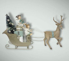 Clayre & Eef Renna Slitta Angelo Ali Albero Di Natale LED 43Cm NUOVO