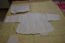 Abitino per bebè neonato cotone e pizzo sangallo (10) B17  ^