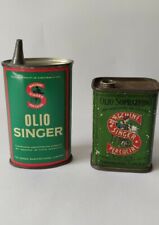 VECCHIE SCATOLE IN LATTA VINTAGE SINGER ORIGINALE PER MACCHINA DA CUCIRE ECC