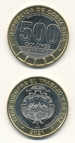 Costa rica 500 colones 2021 - costa,