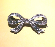 Brooch metal bow with stones - brooch,,