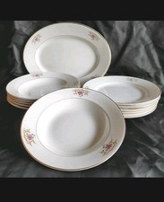 Servizio Piatti Antico Ceramica Laveno Filo Oro Set Da Tavola Con Vassoio 