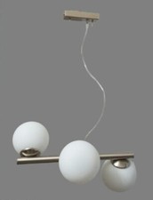 Lampada sospensione 3 luci sfere vetro design oro satinato cromo palle moderno