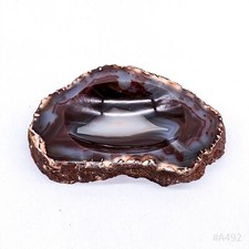 Posacenere In Pietra D'Achat Vintage Lucidato 7 X 12,5 Cm