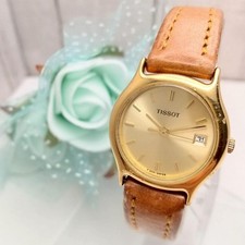 Orologio TISSOT donna quarzo data lunetta oro cassa 23 mm cinturino pelle 12 15,5 cm