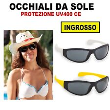 5pz OCCHIALI DA SOLE SPORTIVI PROTETTIVI UV400 BEACH VOLLEY SPORT GIALLO BIANCO