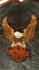 giubbotto giacca pelle moto biker vintage con toppa aquila Harley Davidson