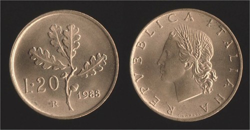 Lire 1988 ramo quercia - di,