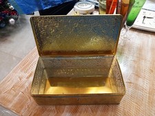 Scatola di latta Vintage Color Oro Con Intarsi E Chiusura Per Lucchetto