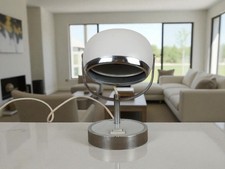 Lampada Da Tavolo Abat-Jour Space Age Ovale Vintage Epoca Anni 60 Bianca Eyeball