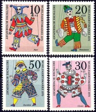 Germania 1970 Pupazzi Clown Giullare Arlecchino Fondo Benessere Animazione Sanitaria 4v MNH