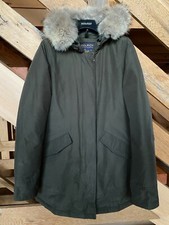 Woolrich Cappotto Parka Donna con Cappuccio Rimovibile Pelliccia Bordato Verde Drab Taglia XS