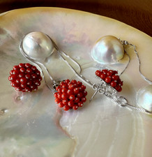 Real Red Coral "Balls" Silver