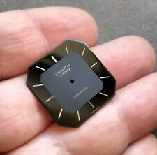 70s ZENITH COSMOPOLITAN QUARTZ VINTAGE WATCH DIAL QUADRANTE UHREN 25x25mm BLACK