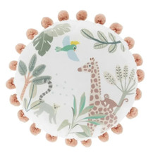 Coprisedia Cuscino Arredo Imbottito Rotondo Chamarel Animali Pompon - Diam 35 cm